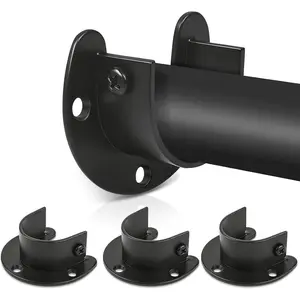 1 Inch Heavy Duty Stainless Steel Closet Rod Bracket Holders Pole Socket Bar Support Black 4 Pack for Closet Shower Wardrobe