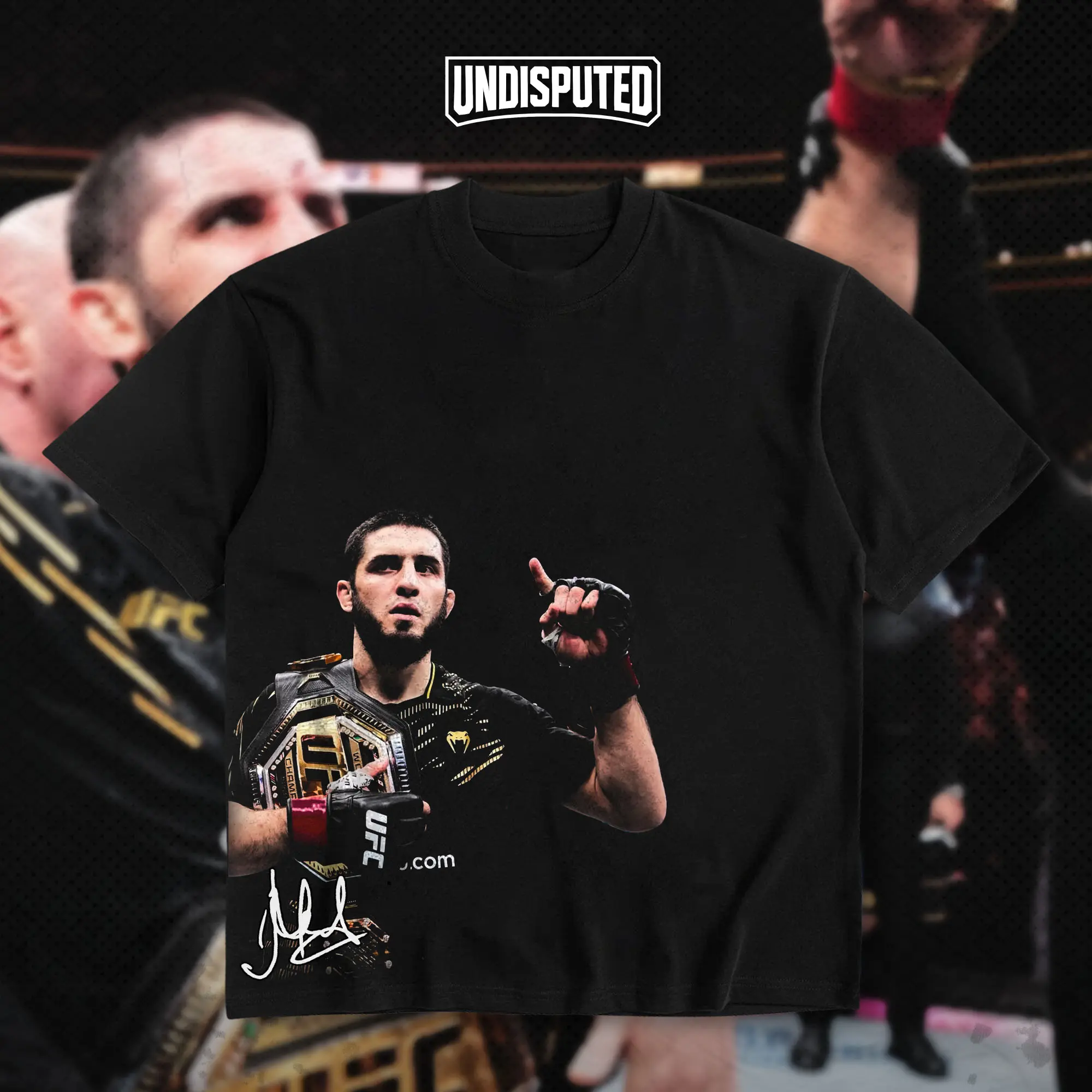 UNDISPUTED Islam Makhachev Lightweight Champion Signature Heavy Cotton T-shirt MMA Fight Night Shirt Fan Apparel Classic Pump Cover Oversized Gift For Fans DTG Printed