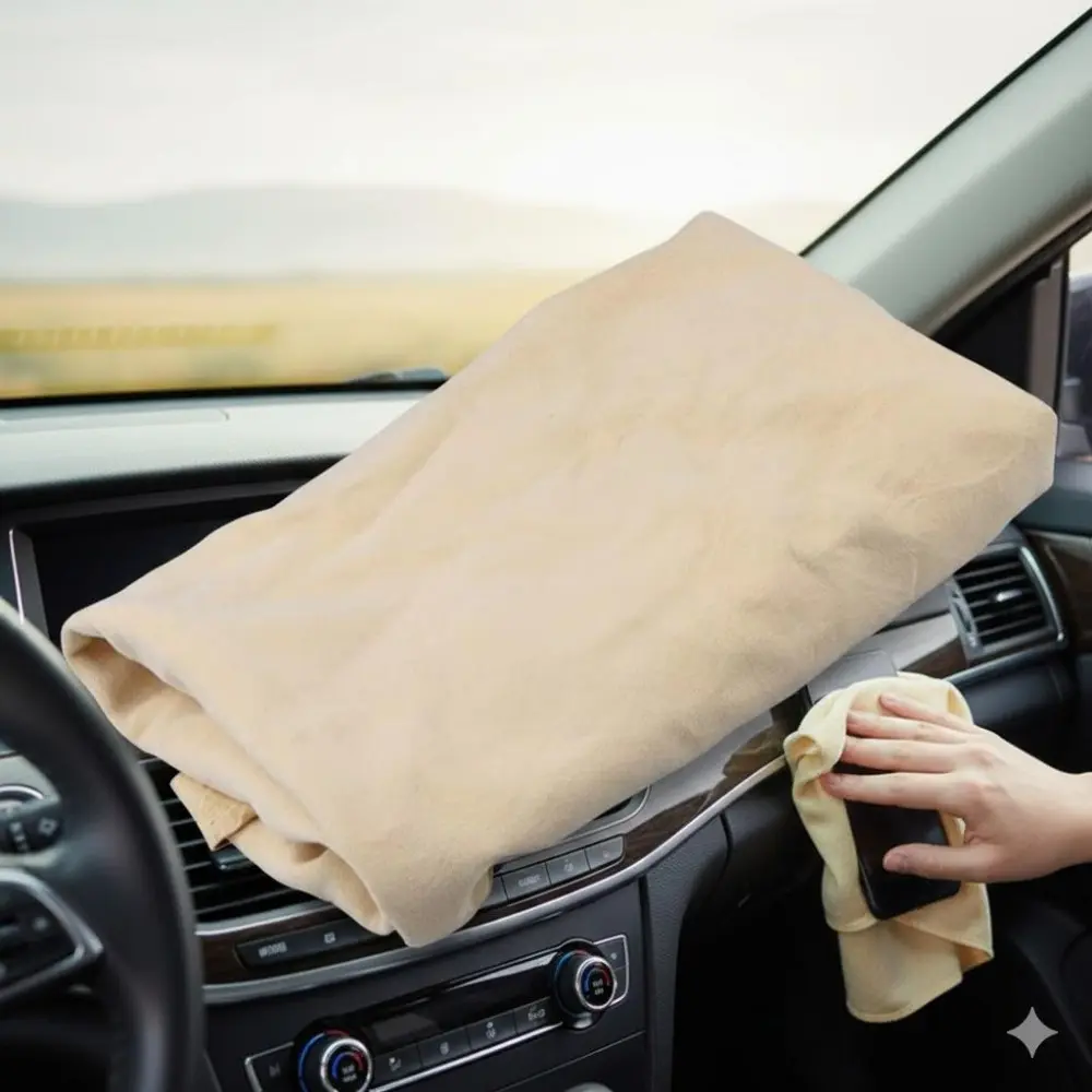Premium Microfiber Car Cleaning Cloth: Ultra-Soft Chamois, High-Absorption, Scratch-Free for Dashboards, Windows, Interior & Exterior. Durable, Washable, Multi-Surface Auto Detailing Tool.