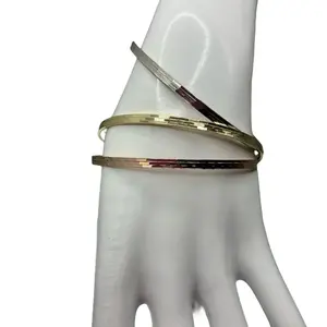 3 Piece Banger Set Rose Gold White Gold and Gold Laminated Daily Wear Bracelet 14k Laminated Jewelry Set