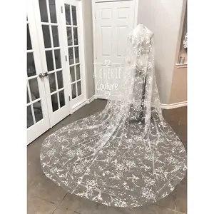 Style CV08 Floral Glitter Tulle Cathedral Veil