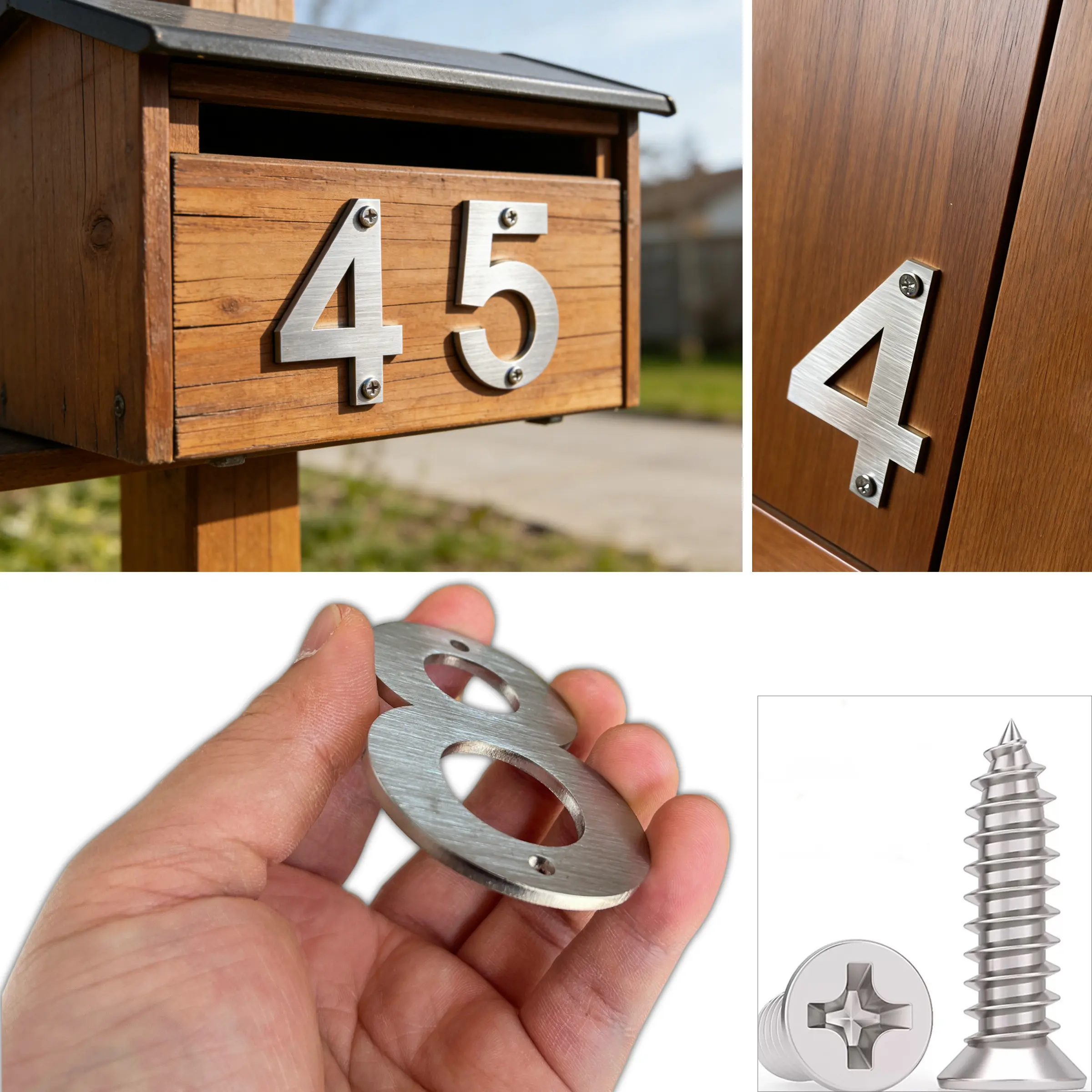 1pc Stainless Steel Door Number Plate, 7.5cm/2.95inch Metal Room Number Sign Signage Digital Identification, Thick 0.26cm Solid Stainless Steel House Numbers 0-9, Home Supplies Plaque