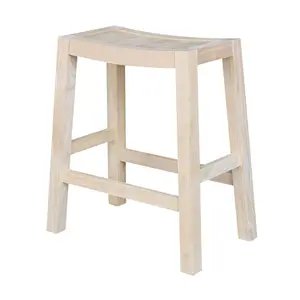 International Concepts Counter Height Barstool Ranch Unfinished : Solid Wood, 24" Seat Height, Backless Design