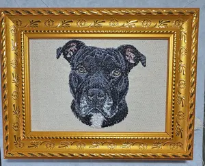 Pit Bull Terrier Bully Dog Breed Machine Embroidered and Framed! Unique Canine Charm Tabletop Decor for Home or Office! Other Designs and Breeds Available! Desktop Decoration Signs