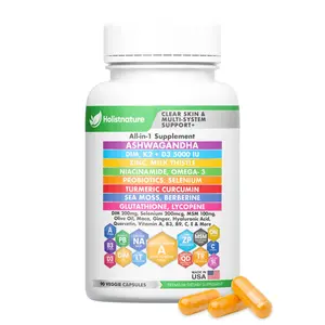 39-in-1 Skin, Gut & Hormone | Cortisol Support – with DIM, Zinc, Probiotics, Ashwagandha, Turmeric & Antioxidants – Clinically-Backed Supplement for Women & Men – Acne, Immune & Detox – 90 Capsules