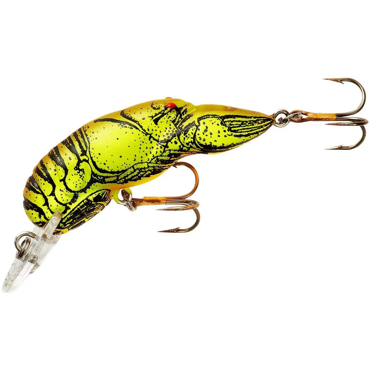 Rebel Middle Wee Crawfish Lure, 1 3/4 in Medium Diving Crankbait, Bass Fishing Lure, Chartreuse/Brown Color, Easy-Looking Target, Excellent Bet for Stream Trout, 1 3/4 Inch, Handles Well In Current, Highly Effective In Pond Or Lake, Lifelike Profile, Lure
