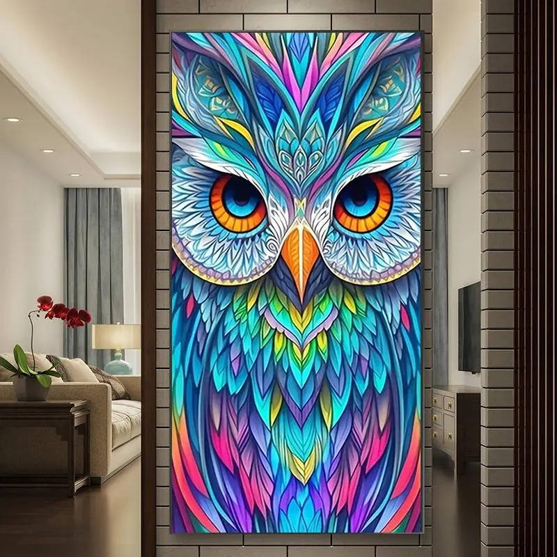 Owl Pattern DIY Diamond Arts Colorful Painting Kit without Frame, DIY 5D Diamond Arts Colorful Painting Kit, Wall Art Decor for Home Living Room Bedroom, Crafts