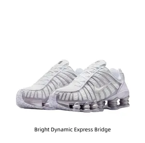 Futuristic Silver & White Running Shoes with Shock Absorption