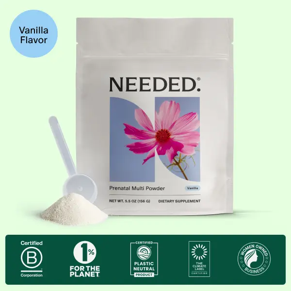 NEEDED. Prenatal Multi Powder - Vanilla - 30 Servings (1 Month Supply) - 22 Clinically Dosed Nutrients - Folate Choline & Vitamin D3 - Fetal Brain Development - Nausea-Friendly - Expertly-Formulated - Fertility to Postpartum