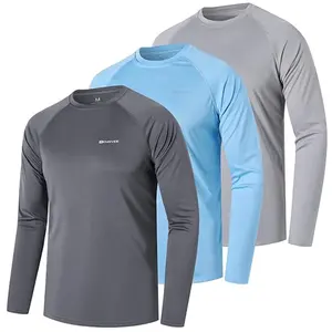Mens UPF 50+ Solid Swim Shirts Outdoor Long Sleeve Sun Protection Workout Shirts for Athletic,Running,Fishing,Hiking Workout Clothes Men Gym Top Gym Sportswear