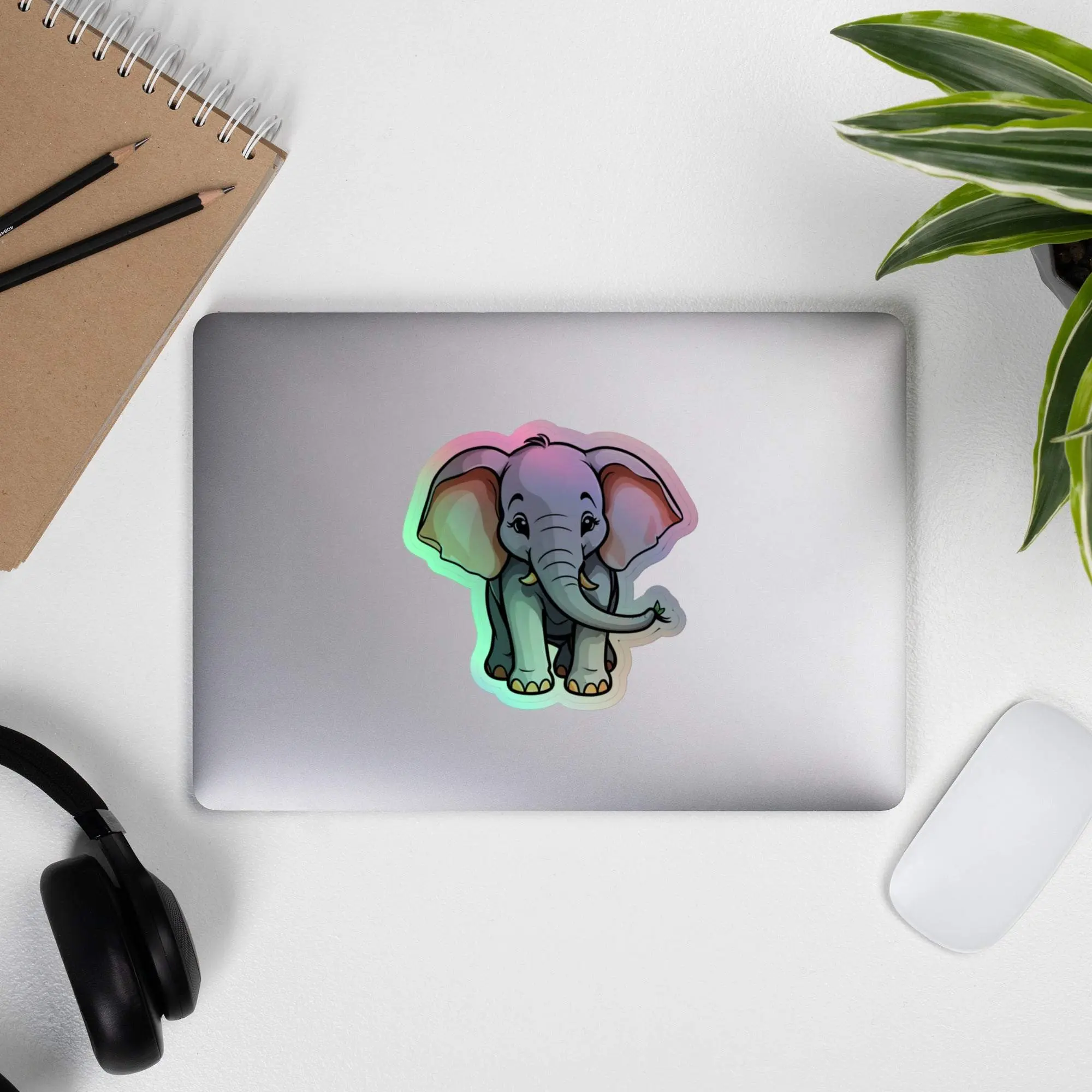 Cute baby Elephant Holographic stickers