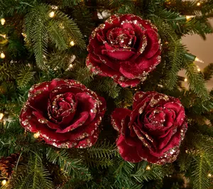 Set of 6 Rose Clips with Glistening Petals by Valerie