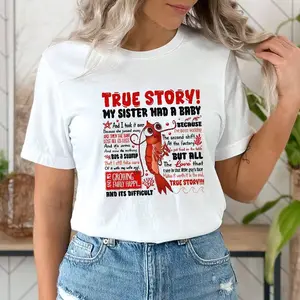 Shark Tale True Story My Sister Had A Baby Hoodie Shark Tale Shirt Shrimp Shirt Movie Quotes Sweatshirt Short Sleeve Crewneck Cotton Tops