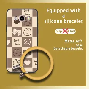 Protective Soft Case Phone Case For Samsung Galaxy J710/J7 2016/J7108 Youth Personality Back Cover Ring Cartoon Waterproof Solid Color Creative Anti-knock Cute Funny Bracelet
