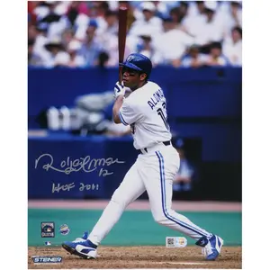Roberto Alomar Toronto Blue Jays Autographed 8" x 10" Swing White Jersey Photograph with "HOF 2011" Inscription - Silver Ink - Fanatics Authentic Certified - MLB Memorabilia