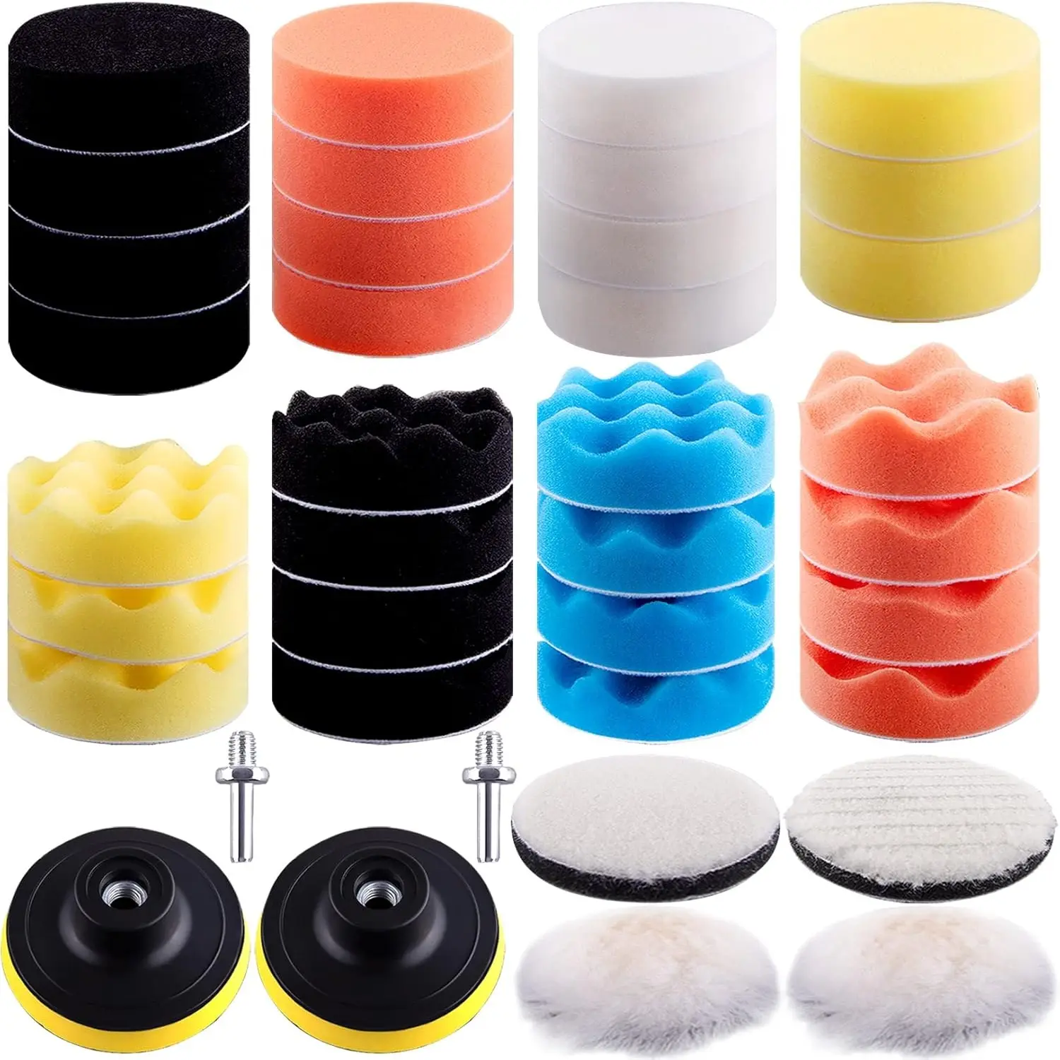 38 Pieces Car Polishing Pad Kit 3 Inch Buffing Pads Foam Polish Pads Polisher Attachment for Drill,Car Washing Maintenance Tools