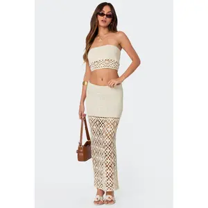 Ida Back Slit Crochet Maxi Skirt