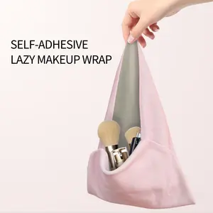 Magic Pocket Lazy Makeup Bag with Self-Adhesive Wrap, 22x22in Large Capacity Inner Pouch Cosmetic Travel Makeup Bag Easy Wrapping and Safe Protection for Tech Device, Brushes, Accessories