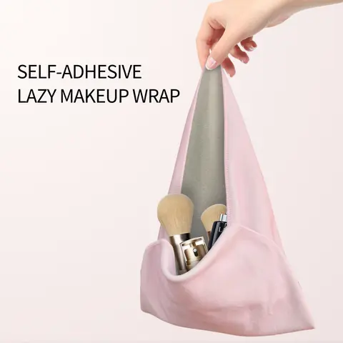 Moiuyrt Magic Pocket Lazy Makeup Bag with Self-Adhesive Wrap, 22x22in Large Capacity Inner Pouch Cosmetic Travel Makeup Bag Easy Wrapping and Safe Protection for Tech Device, Brushes, Accessories