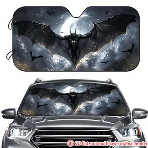 1pc Dark Batman Moon Night Picture Car Sunshade 2D High Definition Printing, Car Sunshade Effectively Block Sunshine, Suitable for Front windshield Decoration of Trucks, General Motors, and Motorhomes
