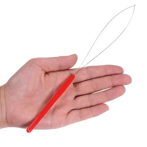MORESOO Plastic Hair Extension Loop Needle Threader Pulling Hook Tool Micro I Tip Bead Hair Device Tool for Hair Extensions