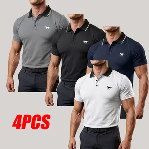 4-Pack Summer Polo Shirts for Men – Short Sleeve, Turn-Down Collar, Polo/Golf Style, Casual Sportswear Tops outdoorfun