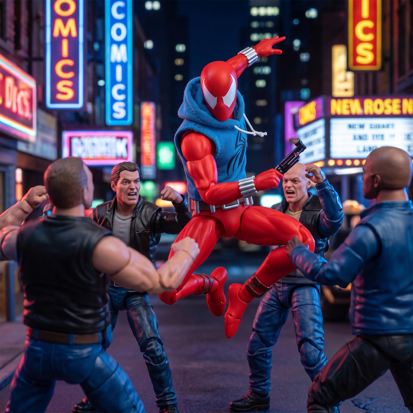 Marvel Spider-Man Scarlet Spider (Ben Reilly) 6-Inch Action Figure - 1:12 Comic-Style Articulated Pose Collectible with Fabric Hoodie, Web Effects for Comic Collectibles