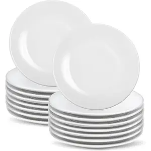 16 Pcs Porcelain Dessert Plates,6 inch White Appetizer Plates,Round Small White Plates,Small Plates for Appetizers,Ceramic Dessert Plate for Cake Snacks,Microwave Oven and Dishwasher Safe