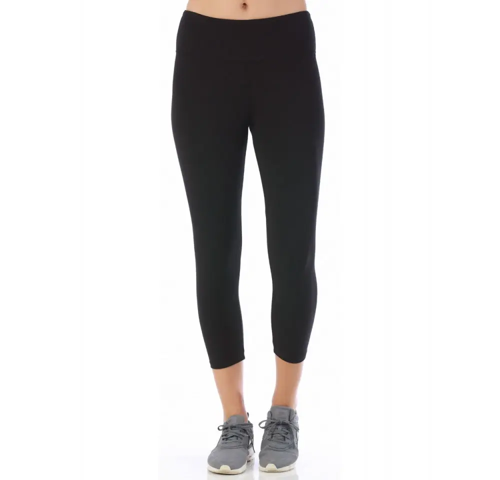 InstantFigure Activewear Cotton Lycra Casual Crop Pant 14404M High Performance Slimming Yoga Fitness Capris - Premium Women’s Activewear Cropped Legging Trousers, Breathable High Quality Cotton Lycra Spandex Fabric, Made In USA