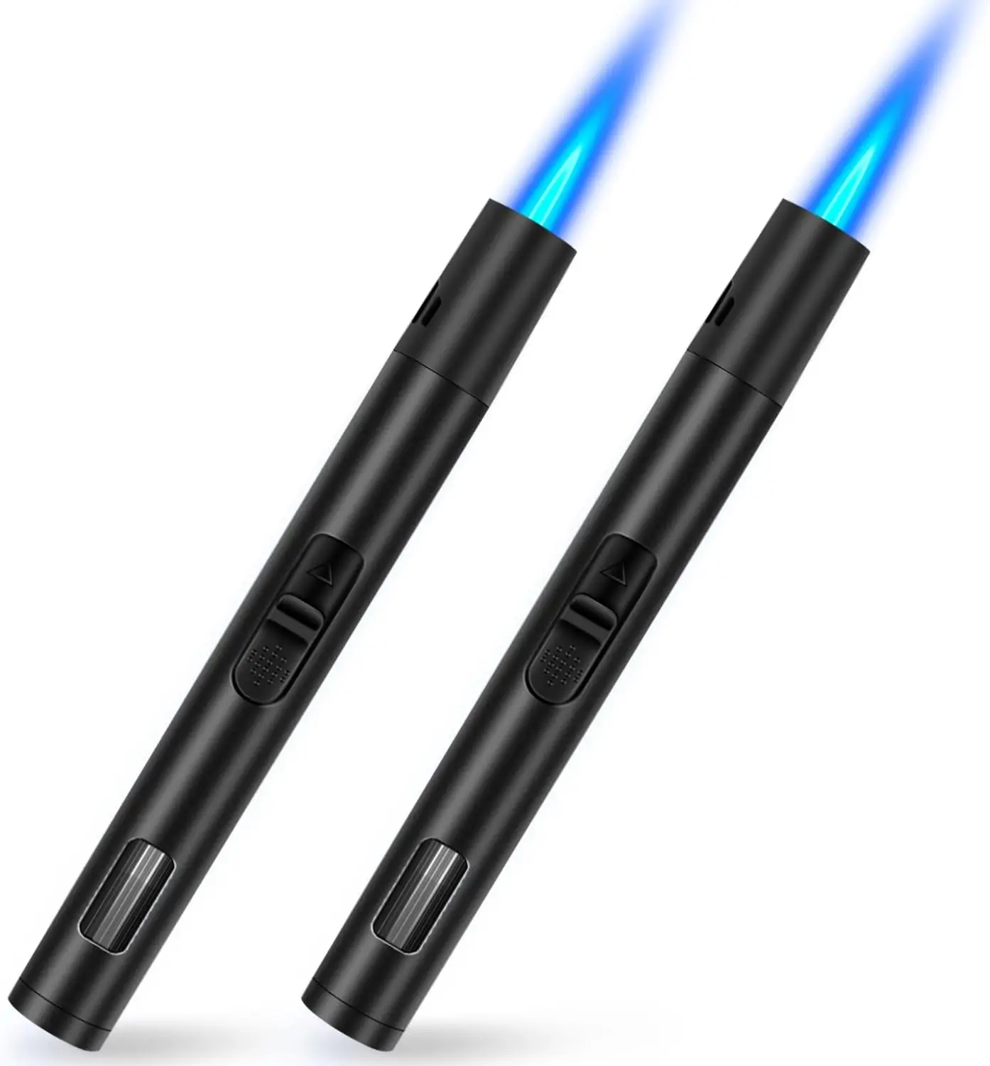 2-Pack Refillable Torch Lighters - Windproof Portable Mini Torch, Adjustable Jet Flame, Compact, Visible Fuel, Copper Burner Camping Hiking Gear Fire Starters