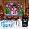 Smart RGB LED Curtain Lights - DIY Custom Pattern Display, App & Remote Controlled String Lights, Adjustable Brightness, Colorful Animated Lighting for Halloween, Christmas, Bedroom, Party & Home Decor