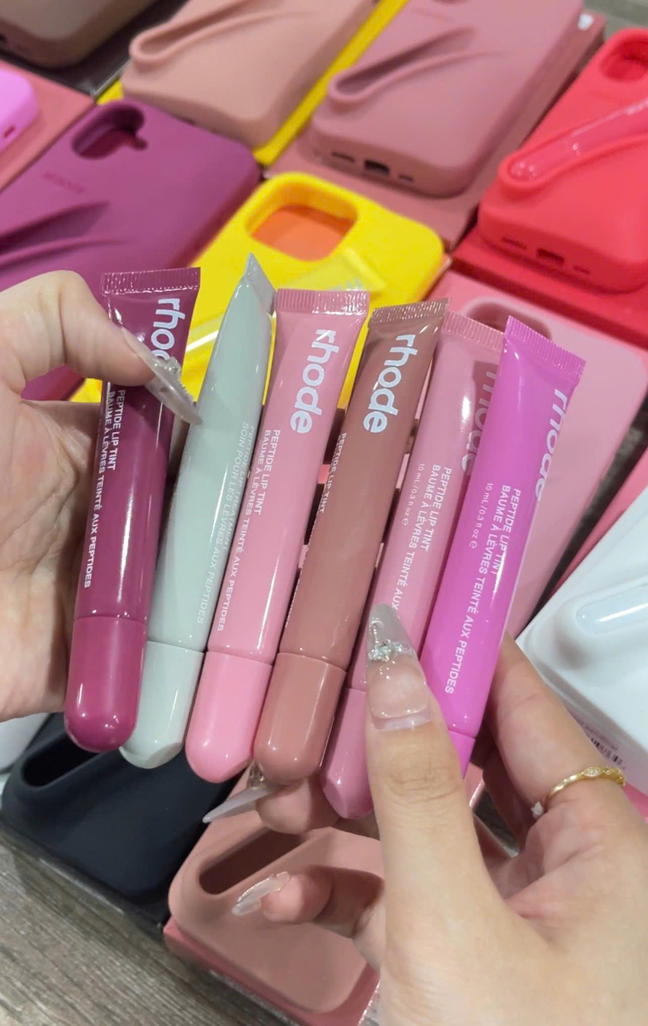 (Deal for you) Rhode Phone Case With Box and Lip Gloss Set Silicone Case for iPhone 17 16 15 14 13 12 11 Pro Max Plus Lipstick Toast Espresso Ribbon Cover