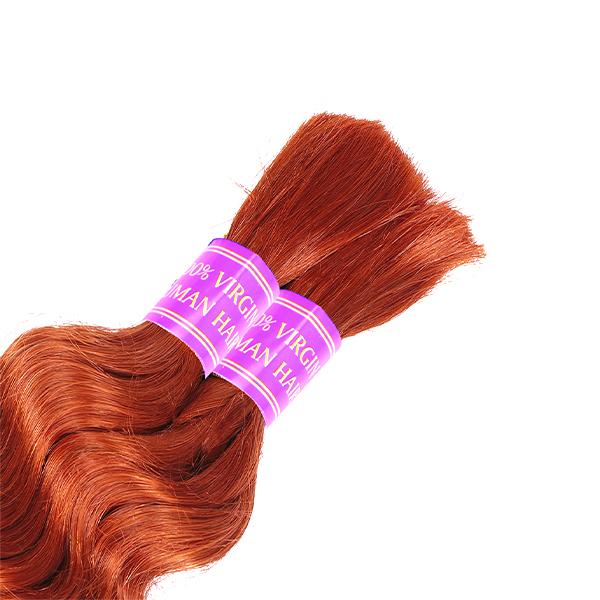 Ama Ginger Bulk Human Hair For Braiding Deep Wave Human Hair Bundles No Weft Colored Human Bundles For Women Hair Extensions 100g
