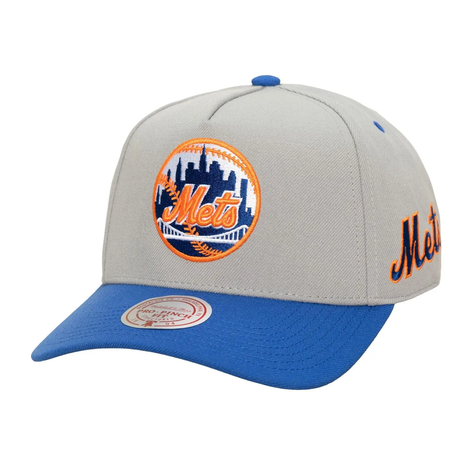 Mitchell & Ness Unisex New York Mets Gray/Royal Legendary Away Pro Pinch Fit Snapback Hat, MLB Throwback Acrylic Cap Mitchell & Ness Unisex New York Mets Gray/Royal Legendary Away Pro Pinch Fit Snapback Hat, MLB Throwback Acrylic Cap