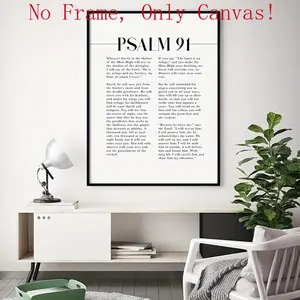 1pc Frameless Psalm 91 Scripture Wall Art - He Who Dwells In The Shelter Bible Verse Canvas Poster For Christian Room
