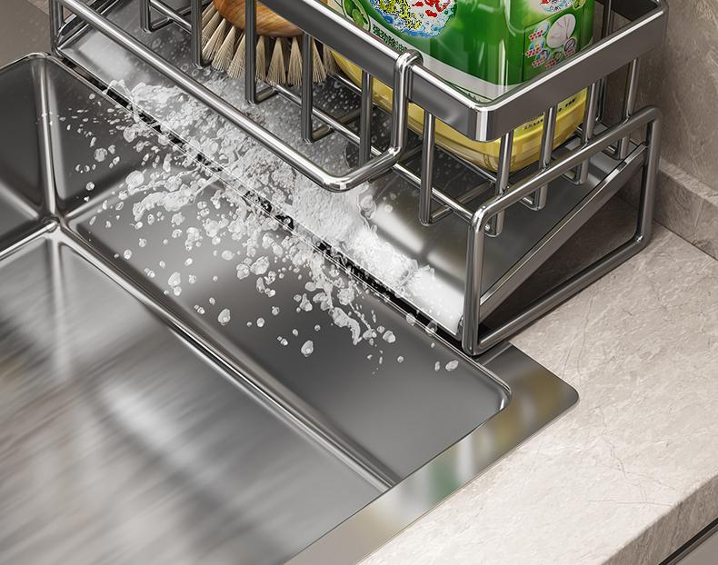 Kitchen sink draining rack, automatic drainage plastic storage rack, sink shelf, sponge and soap rack, towel rack