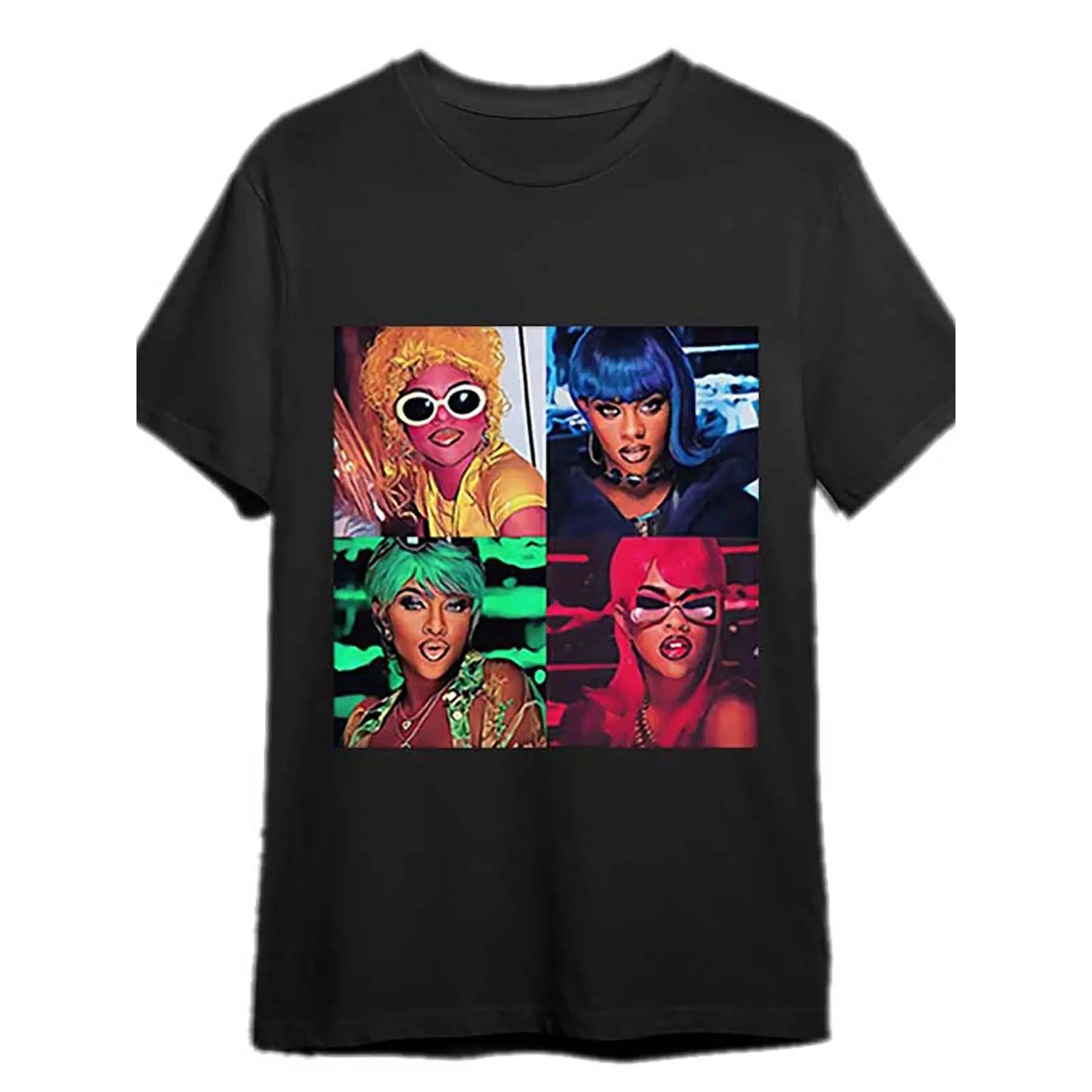 Lil Kim Vintage "Love for You" Men's Short Sleeve Graphic T-Shirt - Black, 100% Cotton, Relaxed Fit, Geometric Pattern, Casual Style, Machine Washable, All-Season Wear, Casual Wear Tshirt| Playful Pattern Shirt| Cotton Fabric
