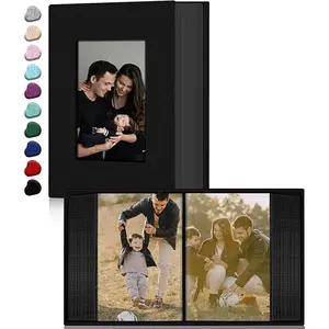 Photo Album 4x6,Linen Cover Slide-in Photo Album Book Can Holds 100 4x6 Photos with 50 Black Sheets for Family,Wedding,Baby and Holiday Pictures (Black)