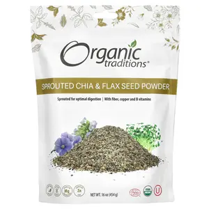 Organic Traditions Sprouted Chia & Flax Seed Powder, 16 oz (454 g) Organic Traditions Sprouted Chia & Flax Seed Powder, 16 oz (454 g)