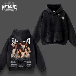 [KetMusic Studio] Ella Langley The Dandelion Tour Graphic T-Shirt Hoodie, Vintage Country Music Back Print Tee, Black Acid Wash Oversized Shirt, Southern Cowgirl Streetwear Sweatshirt, Fan Gift