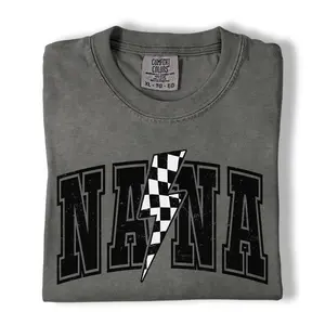 Comfort Colors Nana Shirt, Checkered Lightning Bolt Grandma Graphic Tee, Gift for Nana