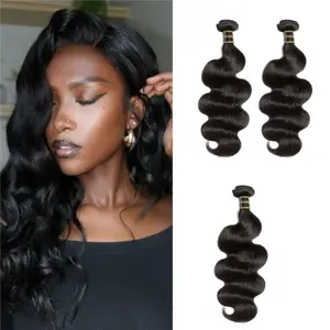 Ashine Straight Body Wave Bundles Full and Thick 3 Bundles 10A Brazilian Virgin 100% Human Hair Soft Natural Color luxury extensions Wavy
