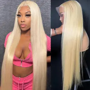 GK 613 Blonde 36Inch Lace Front Wig Human Hair, 13x6 Transparent Lace Frontal, Pre-Plucked with Baby Hair, 150% Density, Straight Wig for Women, Natural Hairline