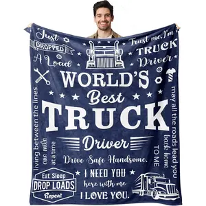 Truck Driver Gifts for Men Blanket, Cool Trucker Gifts for Dad/Husband/Grandpa/Brother, Truck Driver Decor Throw
