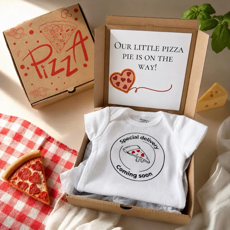 Pizza Pregnancy Announcement Box – New Dad Reveal Gift