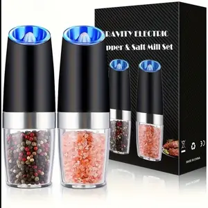 Trending 2 (Set) Gravity-powered Electric Salt And Pepper Grinder, Battery-powered LED Light, One-handed Automatic Operation, Adjustable Coarse Grinder, Grinder, Black Rocking Chair, Creative Kitchen Gadget Gift