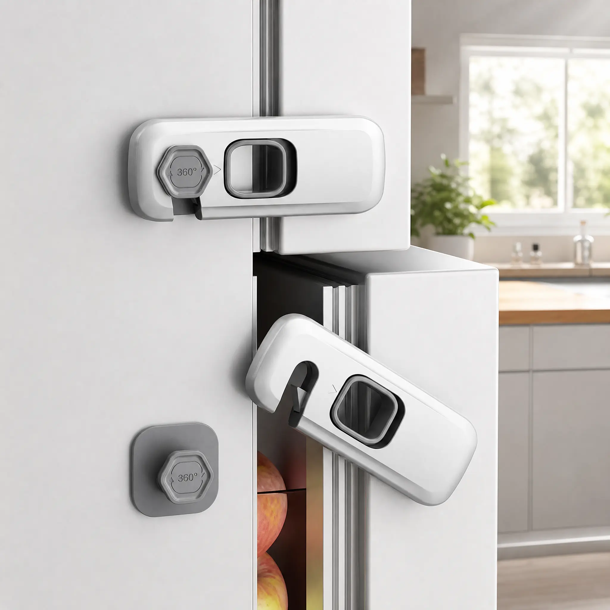 5-Pack Adhesive Refrigerator Lock - No Tools Needed, Multi-Use Safety Lock for Fridge, Oven, Cupboard, Home Supplies Party Essentials