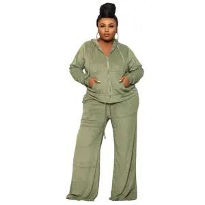 Women's Autumn Winter Solid Color Casual High Waist Wide Leg Pants Two-Piece Set for Fashionable Wear Lace Ruched Sweet Camisole Long Sleeve Tracksuits Set Crop Top and Flare Pants Two-Piece Set fuzzy Oversized Ribbed Loungewear Set Workout Lounge Set