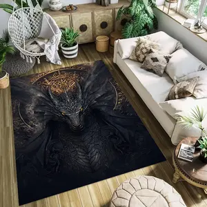 Retro, fierce, and domineering dragon pattern fashion creative print rug for hallways, balconies, bathrooms, entrances, home decor, living room, bedroom, bedside rug, Halloween, Christmas, holiday gifts, birthday gi