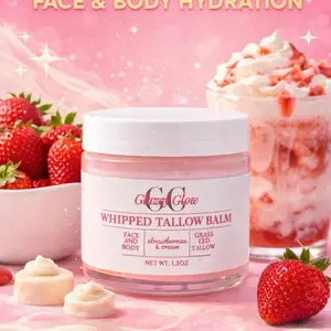 Strawberries & Cream Whipped Grass Fed Tallow Balm - Face & Body Moisturizers with Tamanu Oil & Vitamin E for Radiant Glowy Skin